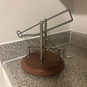 Vintage Brass & Wood Wine Bottle Pourer